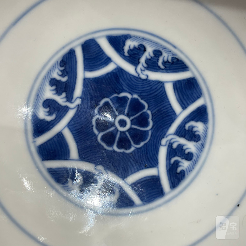 清光绪 青花云鹤八卦纹碗 - 图13
